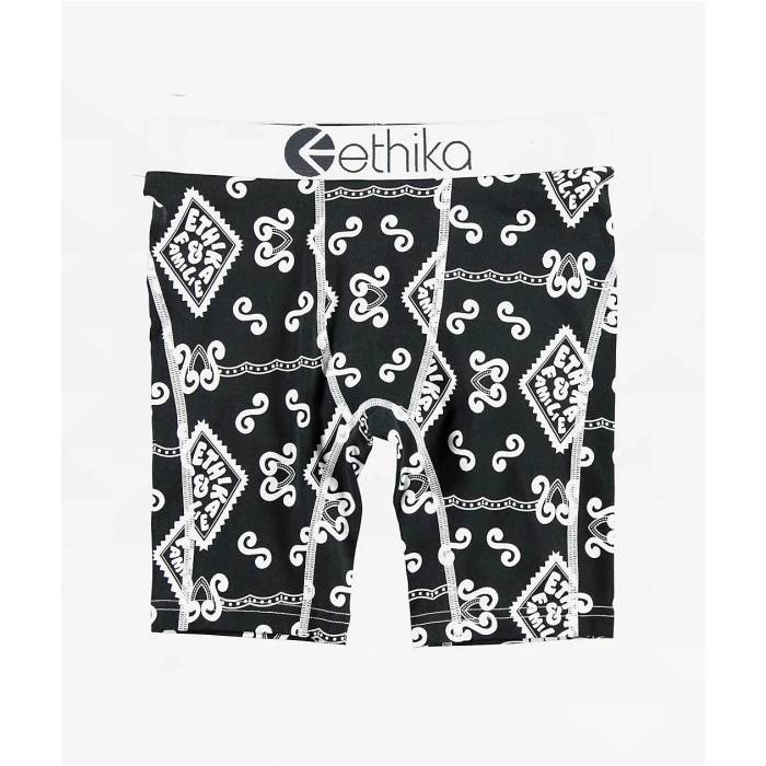 【★百貨店SALE★6/11真夜中2時迄】エシカ Ethika 【 Kids Grandeur Boxer Briefs Kids\u0027 Black 】 黒いこと 黒いこと