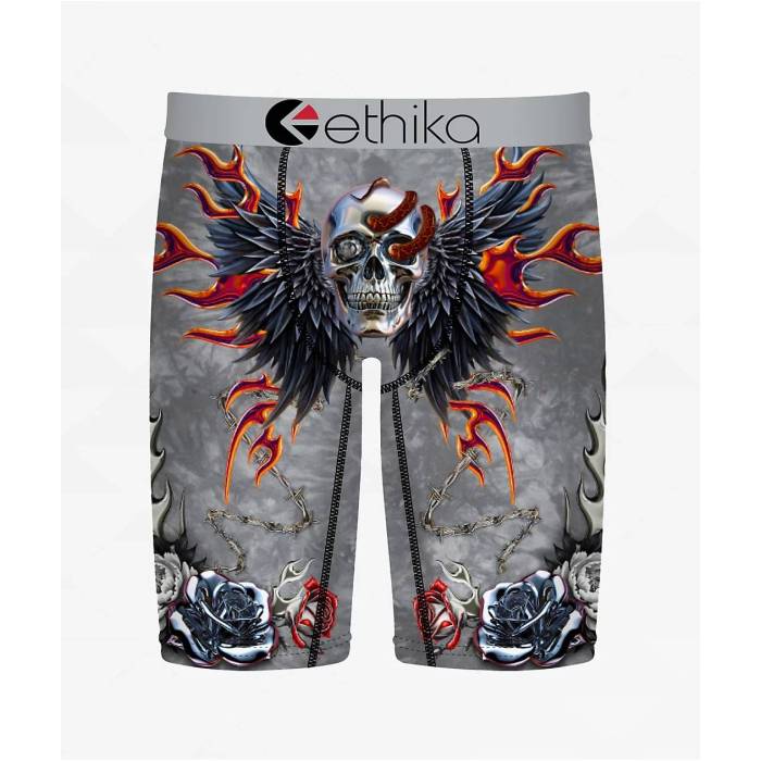 【★百貨店SALE★6/11真夜中2時迄】エシカ Ethika 【 Kids Chaos Chrome Boxer Briefs Kids\u0027 Grey 】 薄墨色 薄墨色