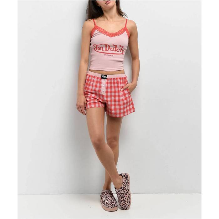 フォンダッチ Von Dutch 【 Red Plaid Lounge Set Women\u0027s Red 】 Red 赤・赤いこと レディース Red 赤・赤いこと