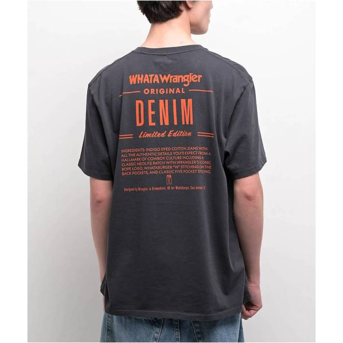 【★百貨店SALE★6/11真夜中2時迄】ラングラー Wrangler 【 X Whataburger Ingredient Faded Black T-Shirt Men\u0027s Black 】 黒いこと 黒いこと ティーシャツ メンズ 黒いこと 黒いこと