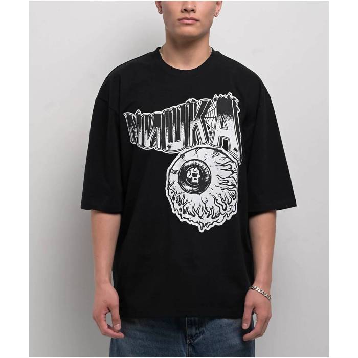 ミ牡鹿 Mishka 【 Banner Black T-Shirt Men\u0027s Black 】 黒いこと 黒いこと プルオーバー メンズ 黒いこと 黒いこと