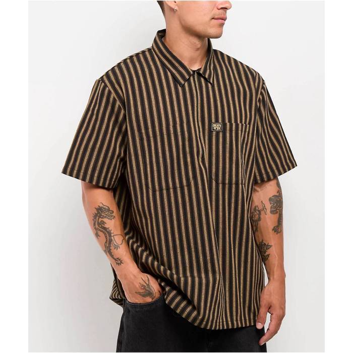 Fb County 【 Black & Tan Stripe Quarter Zip Shirt Men's Black 】 黒色 ブラック Stripe ストライプ メンズ 黒色 ブラック 16,472円