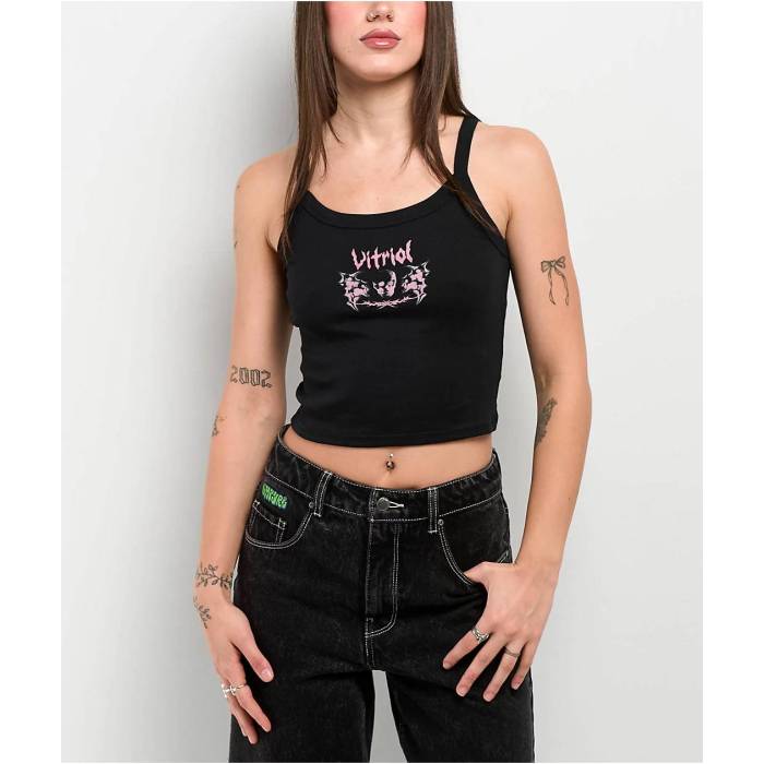 Vitriol 【 Ethereal Sigilism Black Crop Tank Top Women's Black 】 黒色 ブラック Crop クロップ タンクトップ レディース 黒色 ブラック