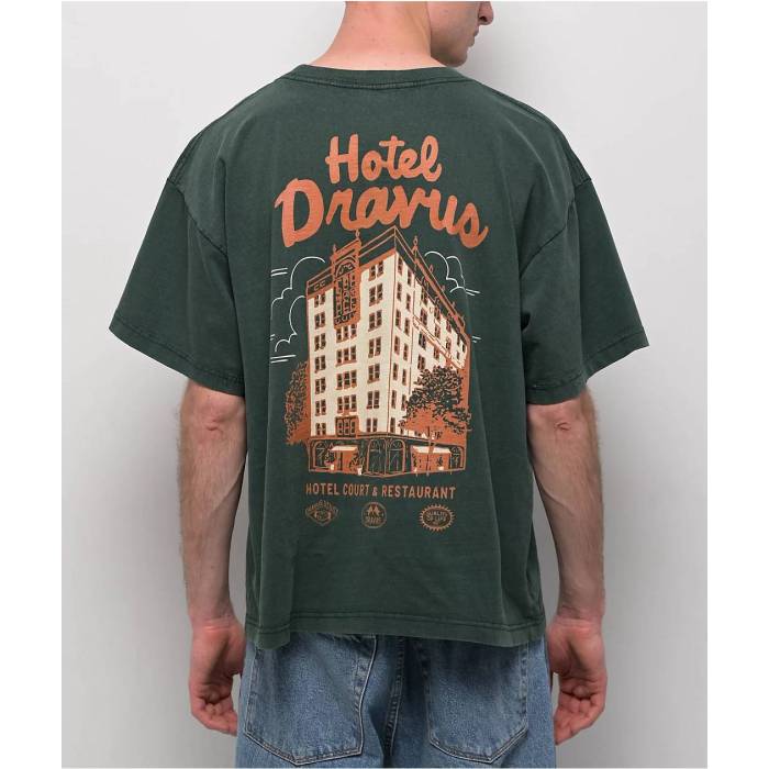 Dravus 【 Retro Hotel Green T-Shirt Men\u0027s Green 】 レトロ green 緑・緑であること プルオーバー メンズ green 緑・緑であること