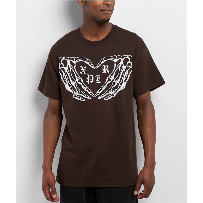 【★百貨店SALE★6/11十二時2時迄】Xplr 【 Hands Brown T-Shirt Men\u0027s Brown 】 赤銅色 赤銅色 プルオーバー メンズ 赤銅色 赤銅色