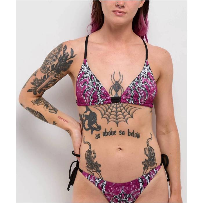 【★百貨店SALE★6/11真夜中2時迄】アフリクション Affliction 【 Vertibrate Deep Purple Triangle Bikini Top Women\u0027s Dark Purple 】 ディープ Purple 紫・パープル レディース Purple 紫・パープル