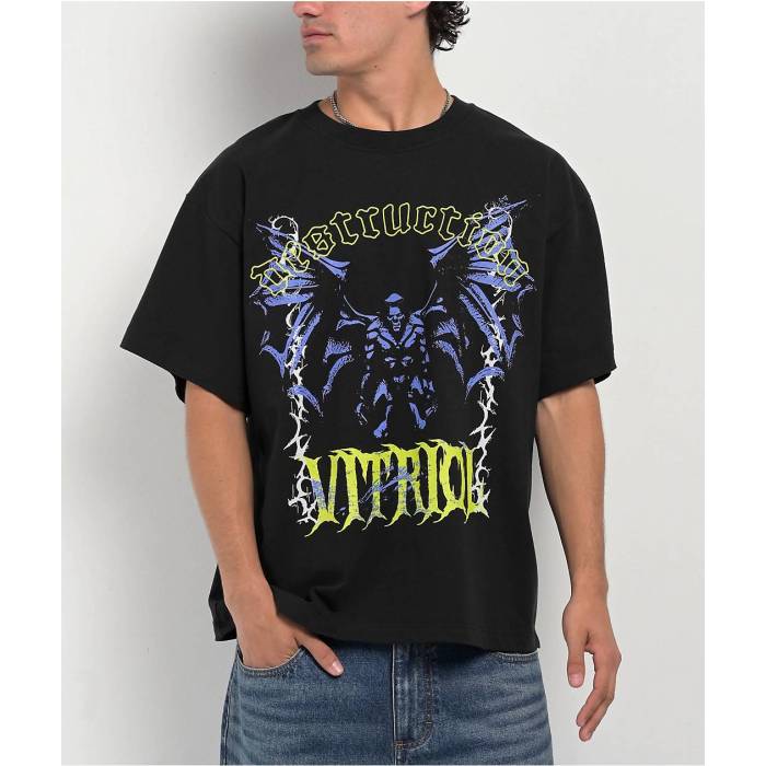 Vitriol 【 Destruction Black T-Shirt Men\u0027s Black 】 黒いこと 黒いこと プルオーバー メンズ 黒いこと 黒いこと