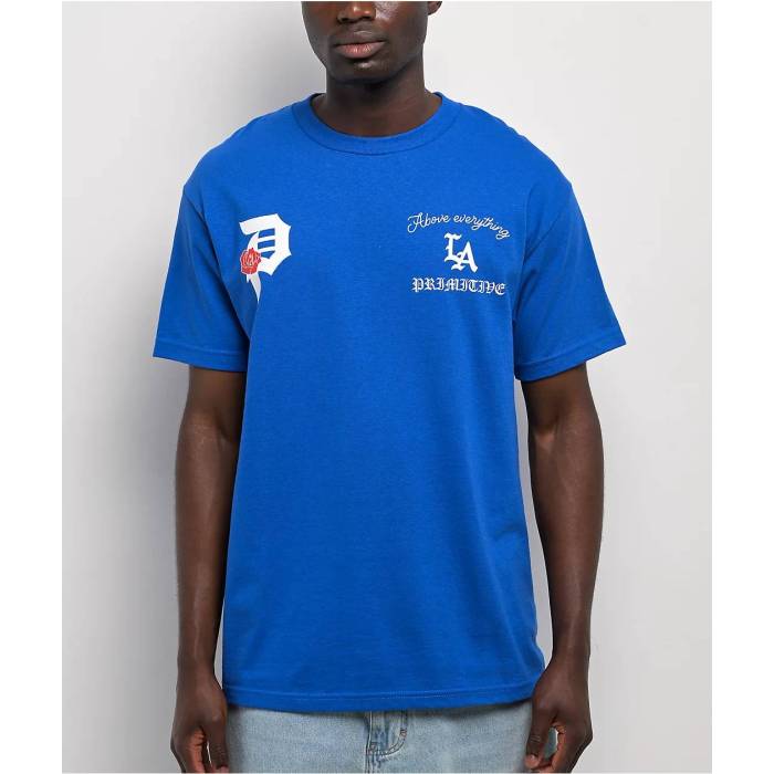 プリミティブ Primitive 【 La Champs Blue T-Shirt Men's Blue 】 ロサンゼルス 青色 ブルー Tシャツ メンズ 青色 ブルー