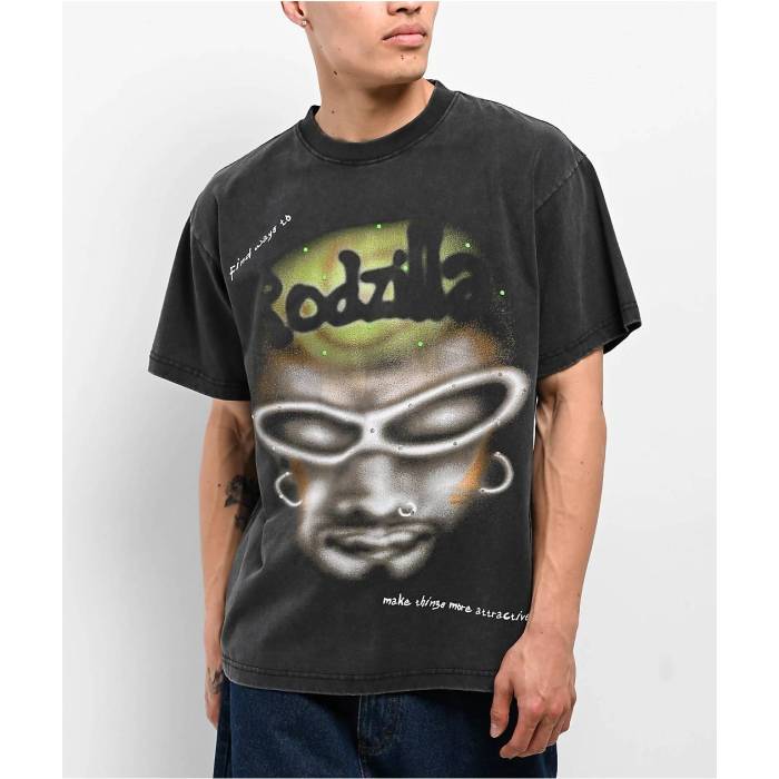 Rodman 【 Apparel Graff Head Black Wash T-Shirt Men's Black 】 黒色 ブラック Tシャツ メンズ 黒色 ブラック