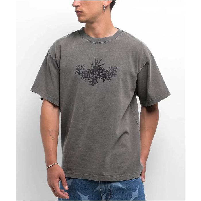 【★百貨店SALE★6/11真夜中2時迄】帝国 Empyre 【 Spray Punk Grey Wash T-Shirt Men\u0027s Grey 】 薄墨色 薄墨色 ティーシャツ メンズ 薄墨色 薄墨色
