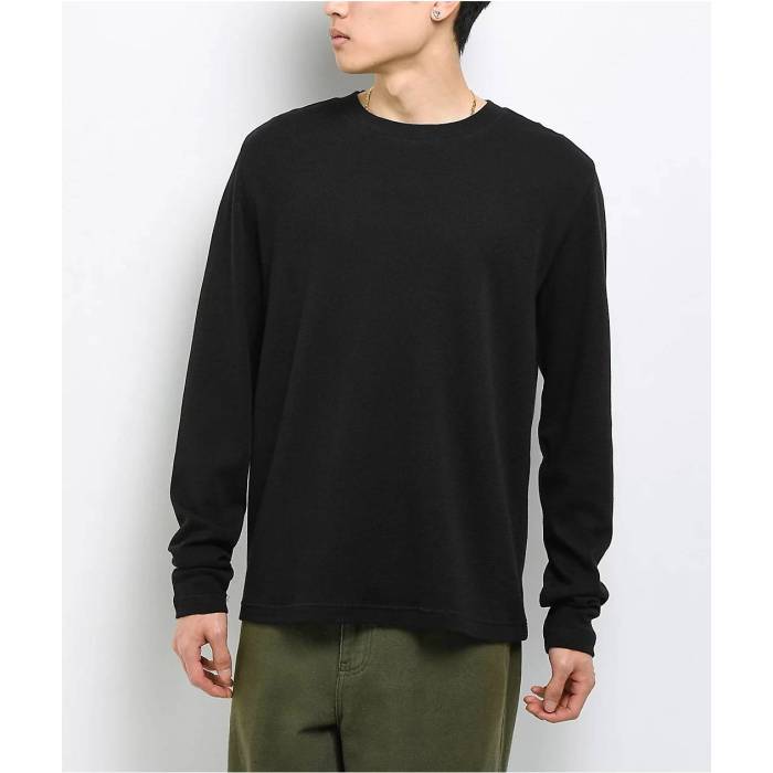 Ita 【 Rift Black Thermal Long Sleeve Slim T-Shirt Men\u0027s Black 】 昇降機 黒いこと 黒いこと Sleeve 捩り slim か細い プルオーバー メンズ 黒いこと 黒いこと