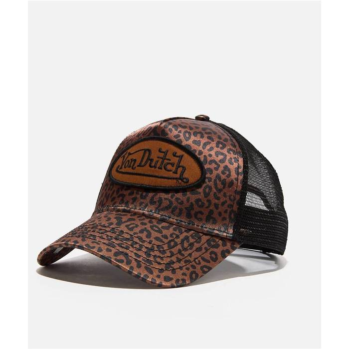 【★百貨店SALE★6/11真夜中2時迄】フォンダッチ Von Dutch 【 Cheetah Satin Trucker Hat Men\u0027s Natural 】 繻子 トラッカー メンズ 自然的
