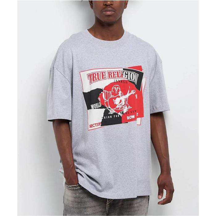 トゥルーレリジョン True Religion 【 Torn Grey T-Shirt Men\u0027s Grey 】 薄墨色 薄墨色 プルオーバー メンズ 薄墨色 薄墨色