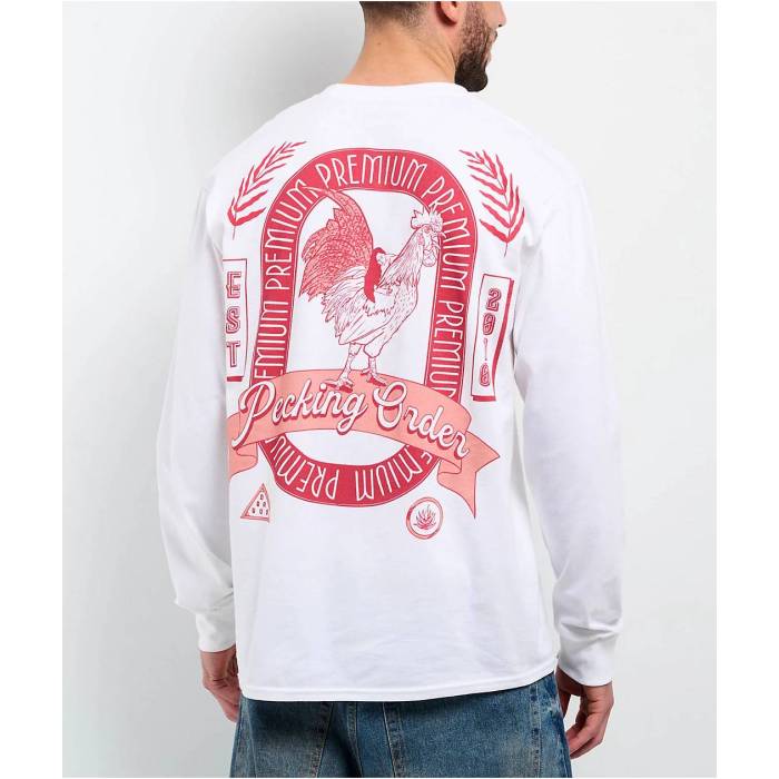 Dravus 【 Pecking Order White Long Sleeve T-Shirt Men\u0027s White 】 白いこと 白いこと Sleeve 捩り プルオーバー メンズ 白いこと 白いこと