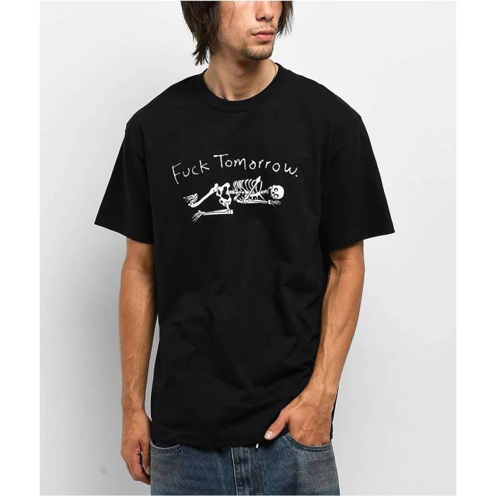 Porous Walker 【 Fuck Tomorrow Black T-Shirt Men\u0027s Black 】 黒いこと 黒いこと プルオーバー メンズ 黒いこと 黒いこと