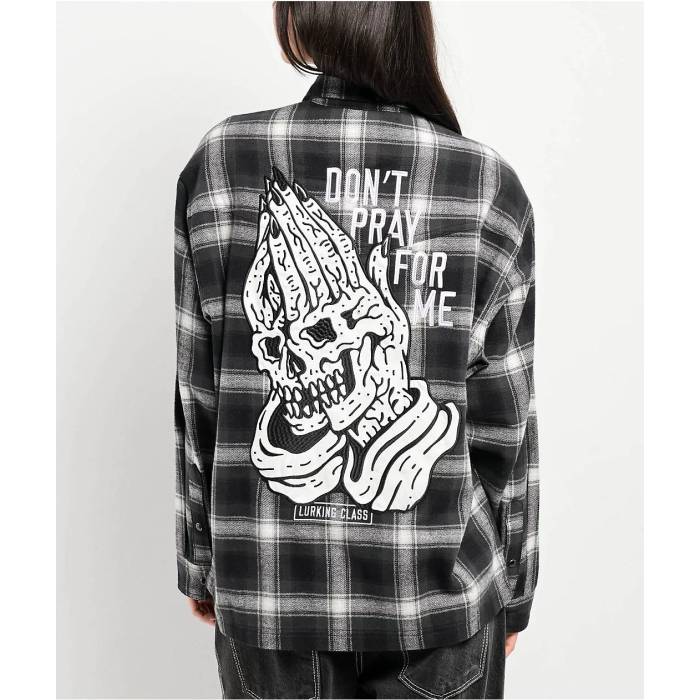 Lurking Class By Sketchy Tank 【 Lurking Class Don't Pray For Me Black Flannel Shirt Women's Black 】 黒色 ブラック レディース 黒色 ブラック