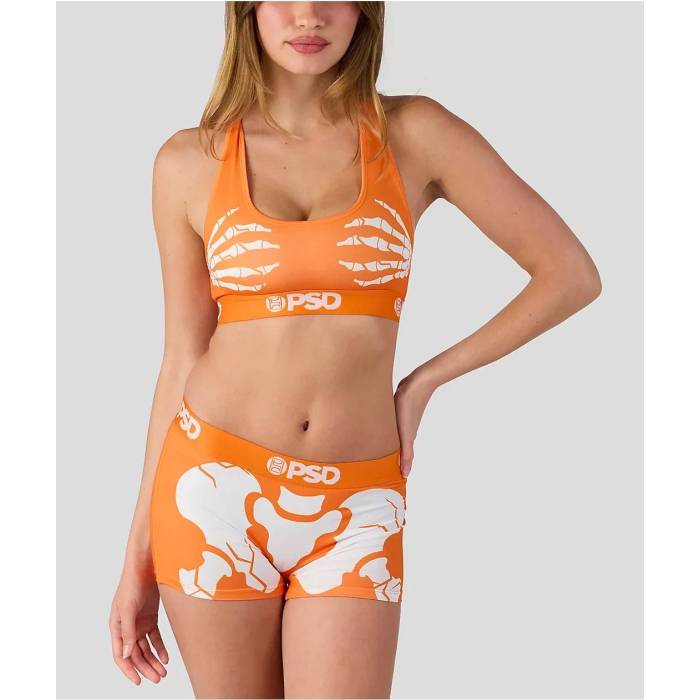 ピーエスディーアンダーウェア Psd Underwear 【 Psd Snapped Skeleton Orange Sports Bra Women's Orange 】 orange 橙・オレンジ レディース orange 橙・オレンジ