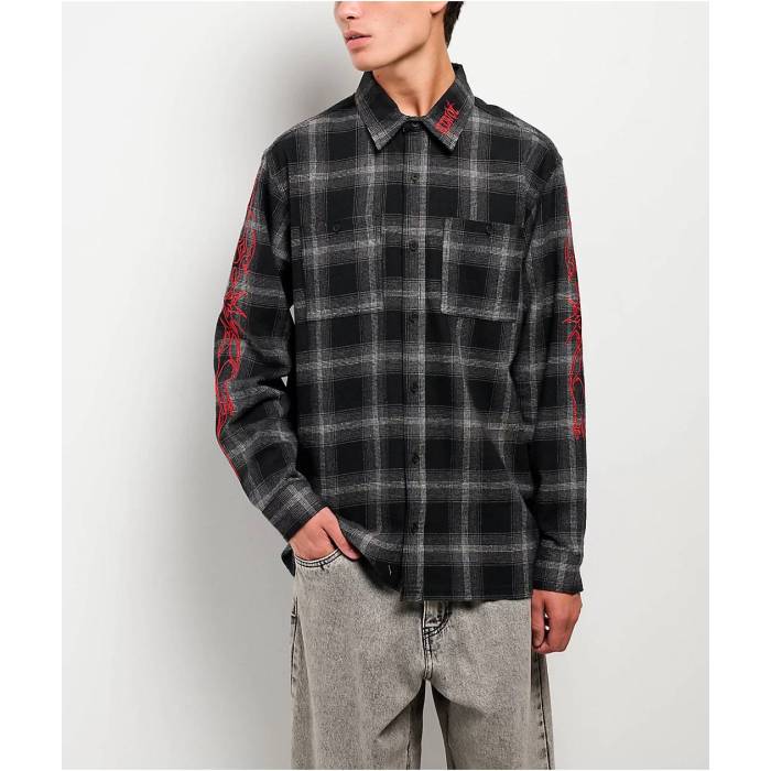 Vitriol 【 Initial Black & Grey Flannel Shirt Men's Black 】 黒色 ブラック 灰色 グレー メンズ 黒色 ブラック