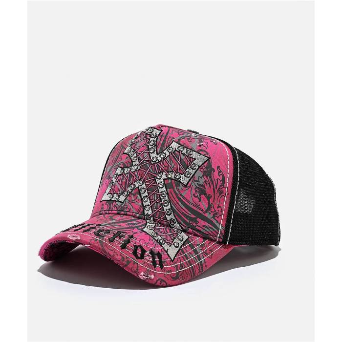 【★百貨店SALE★6/11真夜中2時迄】アフリクション Affliction 【 Lovita Pink Trucker Hat Men\u0027s Pink 】 pink さくら色 トラッカー メンズ pink さくら色