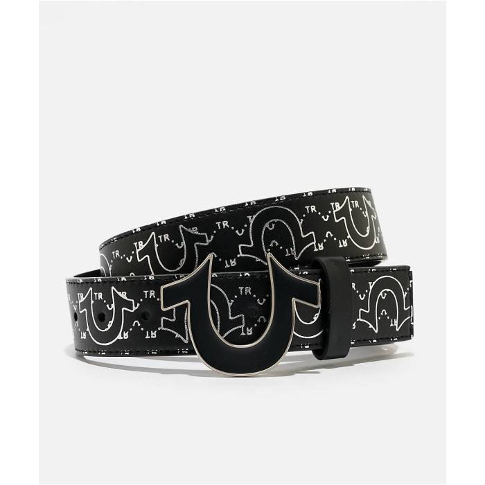 トゥルーレリジョン True Religion 【 Saffron Black \u0026 Silver Belt Men\u0027s Black 】 黒いこと 黒いこと Silver しろがね色・しろがね色 胴締め メンズ 黒いこと 黒いこと