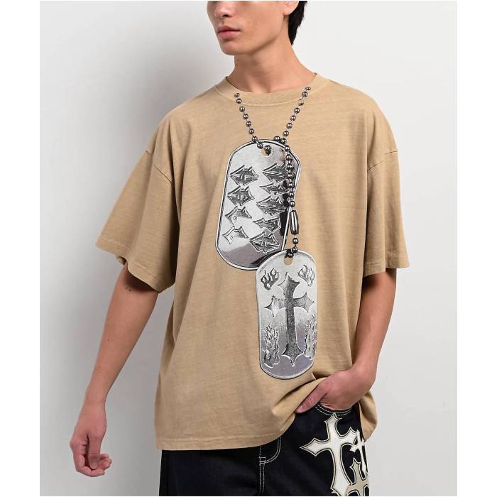 【★百貨店SALE★6/11真夜中2時迄】Ninth Hall 【 Dog Tags Vintage Sand T-Shirt Men\u0027s Natural 】 vintage ビンテージ・ヴィンテージ 砂色・砂子 ティーシャツ メンズ 自然的