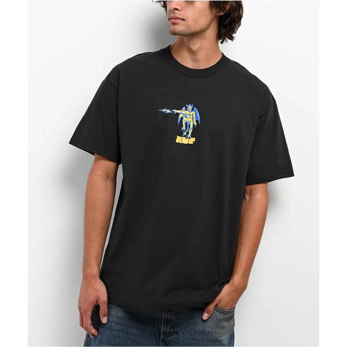 【★百貨店SALE★6/11真夜中2時迄】ハフ Huf 【 Heavenly Black T-Shirt Men\u0027s Black 】 黒いこと 黒いこと ティーシャツ メンズ 黒いこと 黒いこと