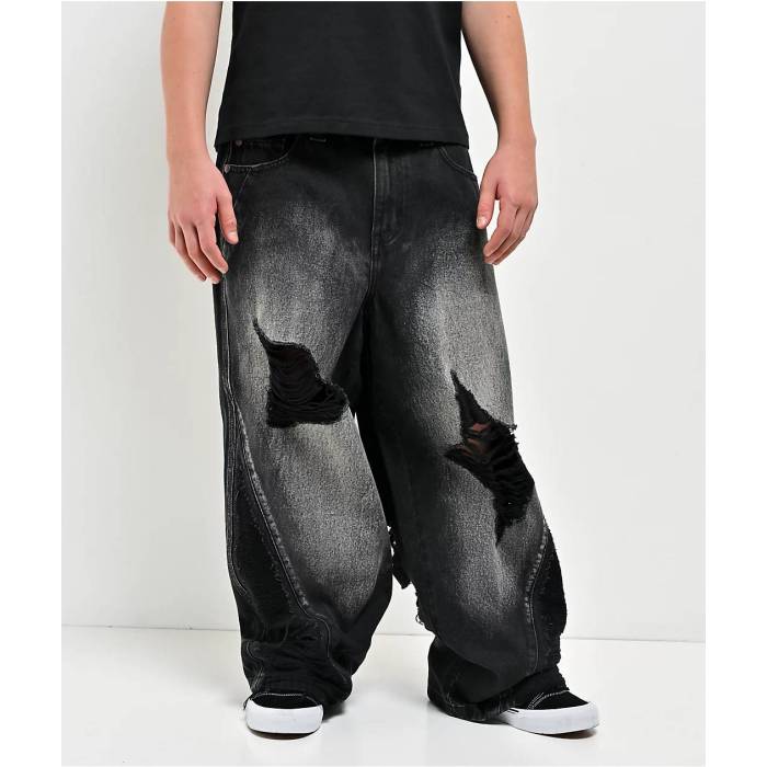 【★百貨店SALE★6/11真夜中2時迄】Vitriol 【 Kids Depth Distressed Black Wash Ultra Wide Leg Jeans Kids\u0027 Black 】 黒いこと 黒いこと ultra ウルトラ デニム 黒いこと 黒いこと