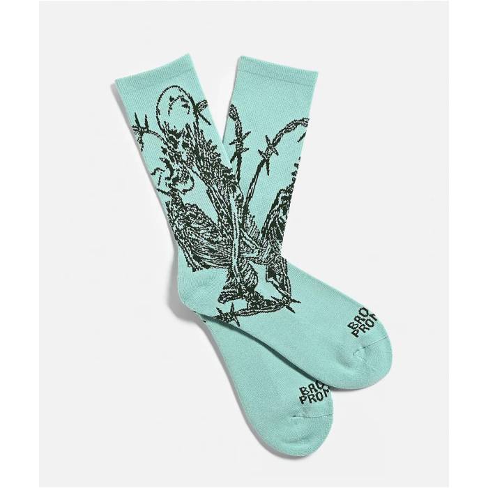 Broken Promises 【 Emotional Embrace Teal Crew Socks Men's Turquoise/Aqua 】 クルー ソックス・靴下 メンズ アクア｜スニケス