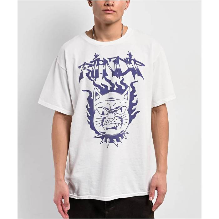 【★百貨店SALE★6/11真夜中2時迄】リップンディップ Ripndip 【 The Happiest Cat White T-Shirt Men\u0027s White 】 白いこと 白いこと ティーシャツ メンズ 白いこと 白いこと