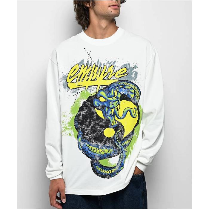 帝国 Empyre 【 Skurfed Up White Long Sleeve T-Shirt Men\u0027s White 】 白いこと 白いこと Sleeve 捩り プルオーバー メンズ 白いこと 白いこと