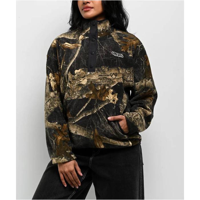 エンパイア Empyre 【 X Realtree Edge Colors Black Quarter Button Up Fleece Jacket Women's - 】 黒色 ブラック フリース Jacket ジャケット レディース NULL