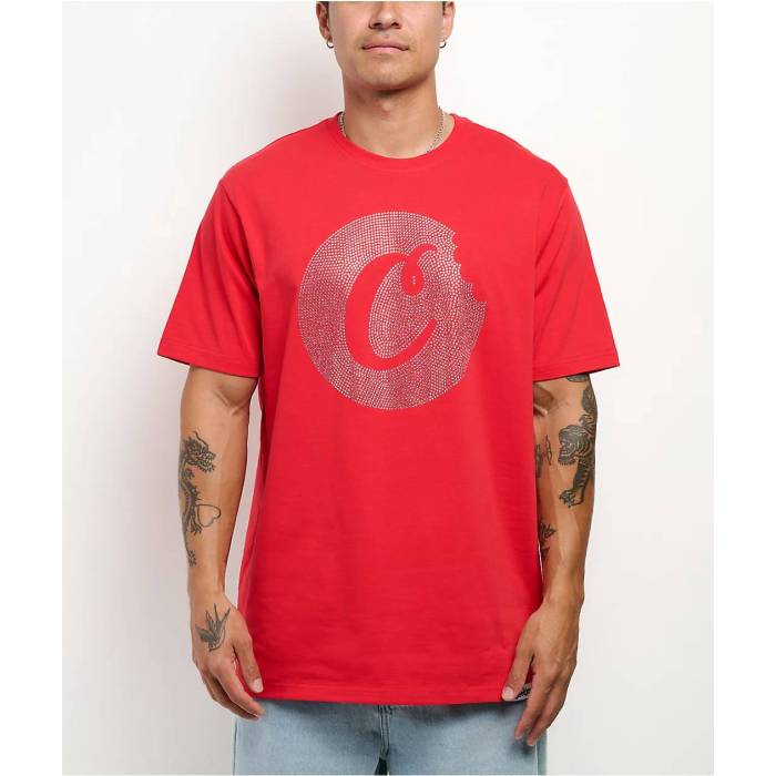 Cookies Clothing 【 Cookies Rhinestone C Bite Red T-Shirt Men\u0027s Red 】 Red 赤・赤いこと プルオーバー メンズ Red 赤・赤いこと