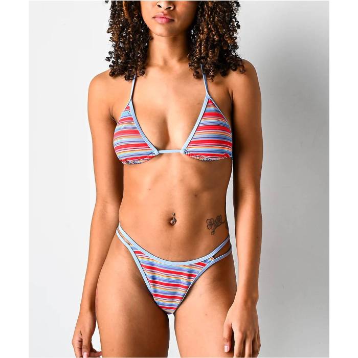 【★百貨店SALE★6/11十二時2時迄】Damsel 【 Tibby Stripes High Leg Bikini Bottom Women\u0027s Blue 】 御機嫌 ズボン ボトムス レディース 青み 青色