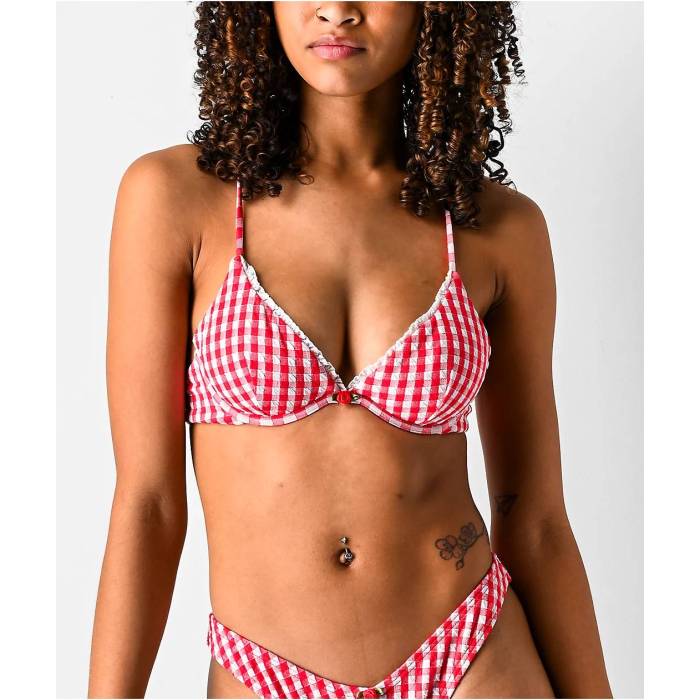 【★百貨店SALE★6/11十二時2時迄】Damsel 【 Carmen Red Gingham Underwire Bikini Top Women\u0027s Red 】 Red 赤・赤いこと レディース Red 赤・赤いこと