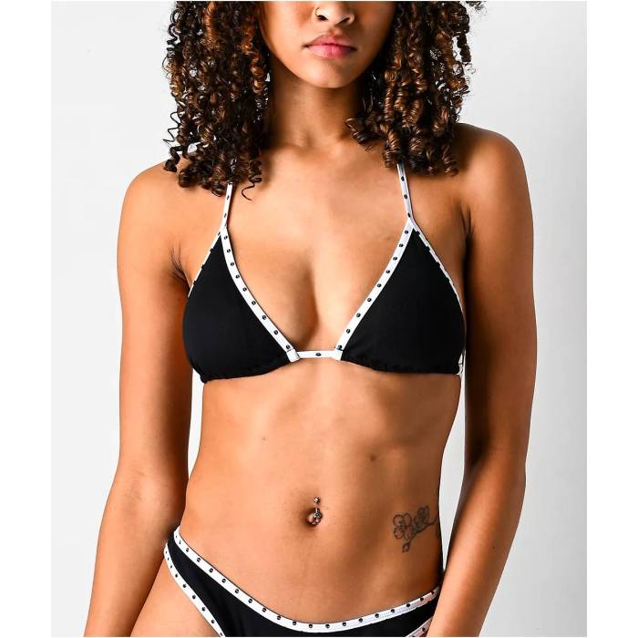 【★百貨店SALE★6/11十二時2時迄】Damsel 【 Lena Black Polka Dot Triangle Bikini Top Women\u0027s Black 】 黒いこと 黒いこと レディース 黒いこと 黒いこと