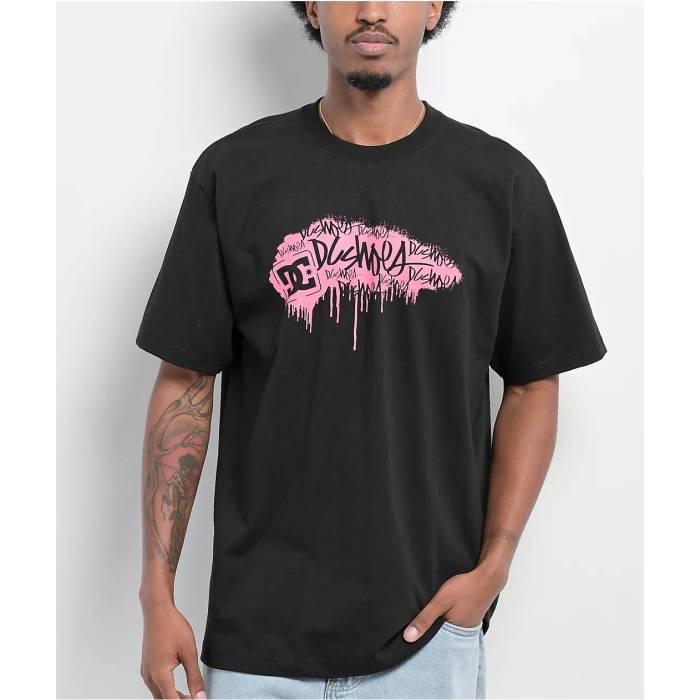 ディーシー Dc 【 Stencil Drip Black T-Shirt Men's Black 】 黒色 ブラック Tシャツ メンズ 黒色 ブラック