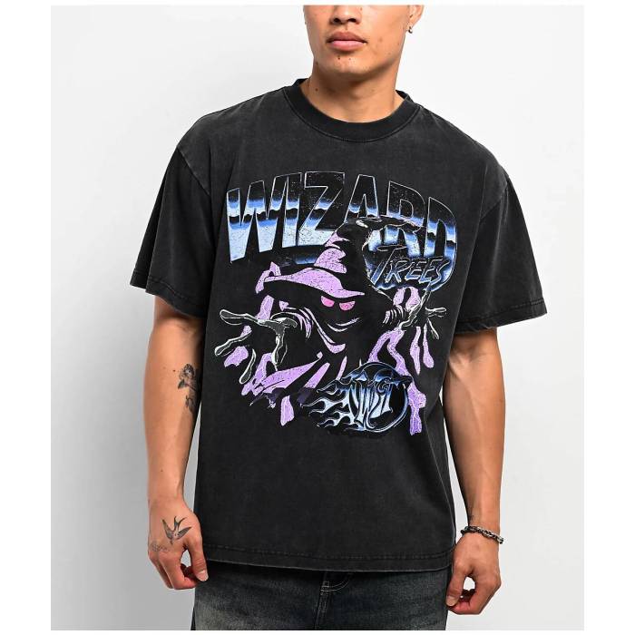 【★百貨店SALE★6/11真夜中2時迄】Wizard Trees 【 Spellcaster Black Wash T-Shirt Men\u0027s Black 】 黒いこと 黒いこと ティーシャツ メンズ 黒いこと 黒いこと