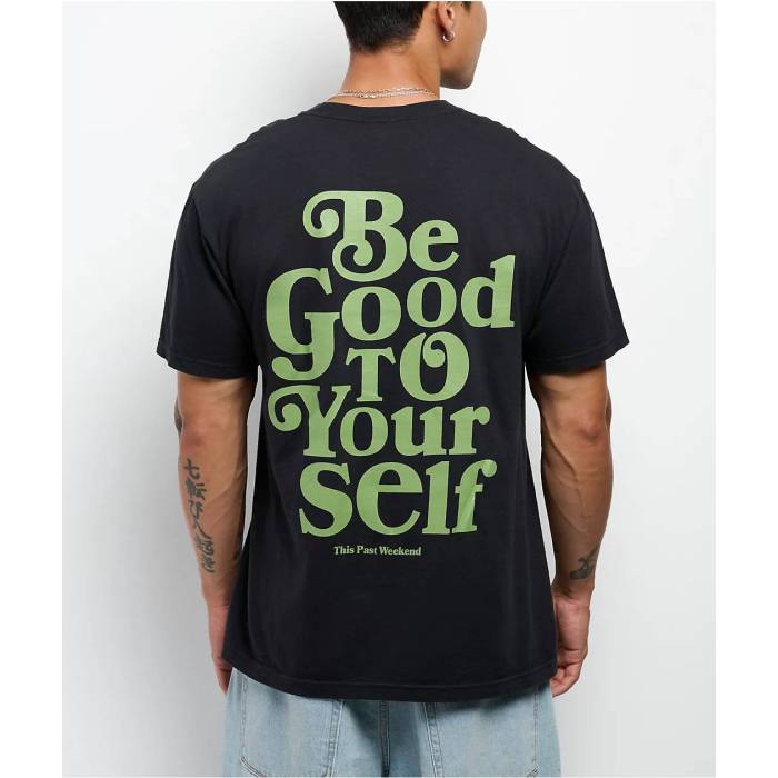 【★百貨店SALE★6/11真夜中2時迄】Theo Von 【 Be Good To Yourself Black T-Shirt Men\u0027s Black 】 黒いこと 黒いこと ティーシャツ メンズ 黒いこと 黒いこと