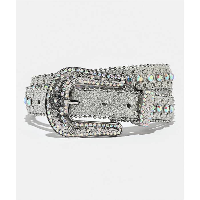 【★百貨店SALE★6/11十二時2時迄】Ella Shea 【 Gem Bling Silver Belt Men\u0027s Silver 】 Silver しろがね色・しろがね色 胴締め メンズ Silver しろがね色・しろがね色