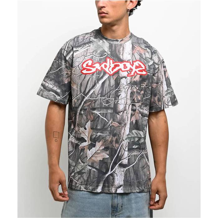 Sad Boyz 【 $Ad Boyz By Junior H Sad Camo T-Shirt Men's Green 】 カモ柄 Tシャツ メンズ green 緑・グリーン