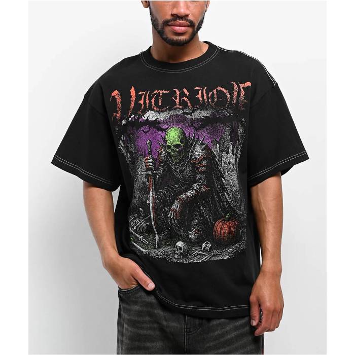 【★百貨店SALE★6/11真夜中2時迄】Vitriol 【 Ghoulish Creatures Black Boxy T-Shirt Men\u0027s Black 】 黒いこと 黒いこと ティーシャツ メンズ 黒いこと 黒いこと