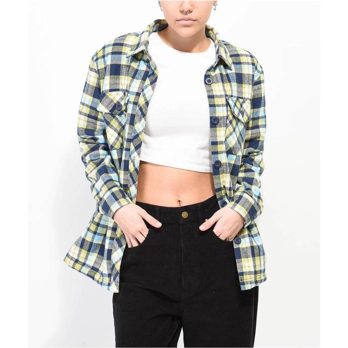 【★百貨店SALE★6/11真夜中2時迄】帝国 Empyre 【 Cayden Blue \u0026 Green Flannel Sherpa Jacket Women\u0027s Blue 】 青碧 青碧 green 緑・緑であること Jacket 上衣 レディース 青碧 青碧