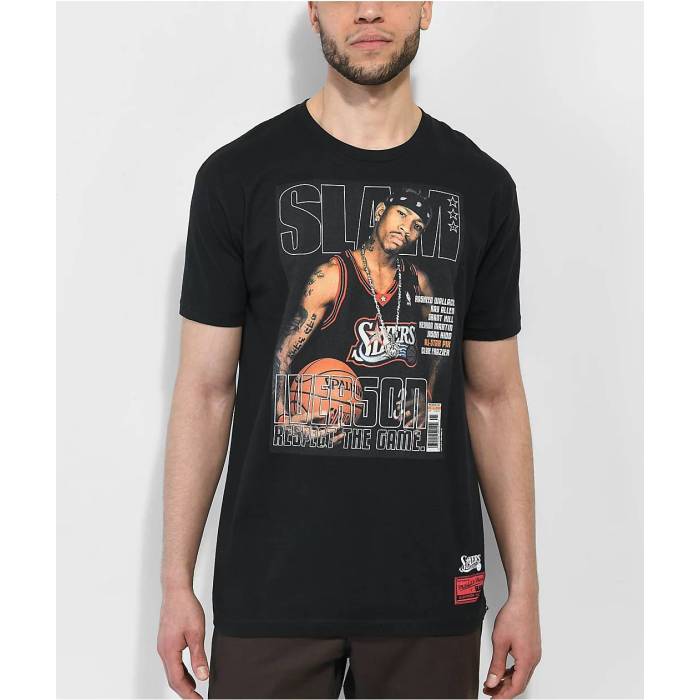 ミッチェル&ネス Mitchell & Ness 【 Slam Magazine Iverson Cover Black T-Shirt Men's Black 】 黒色 ブラック Tシャツ メンズ 黒色 ブラック|スニケス
