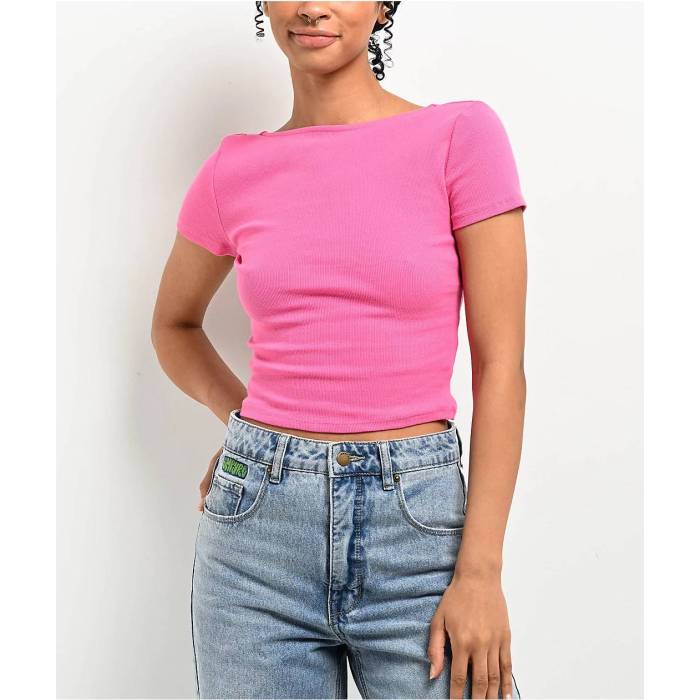 Zine 【 Rita Pink Open Back Crop T-Shirt Women's Pink 】 pink ピンク Crop クロップ Tシャツ レディース pink ピンク｜スニケス