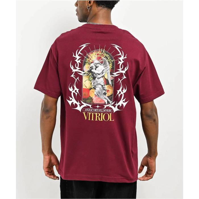 Vitriol 【 Angelish Maroon T-Shirt Men's Dark Red 】 マルーン Tシャツ メンズ Red 赤・レッド