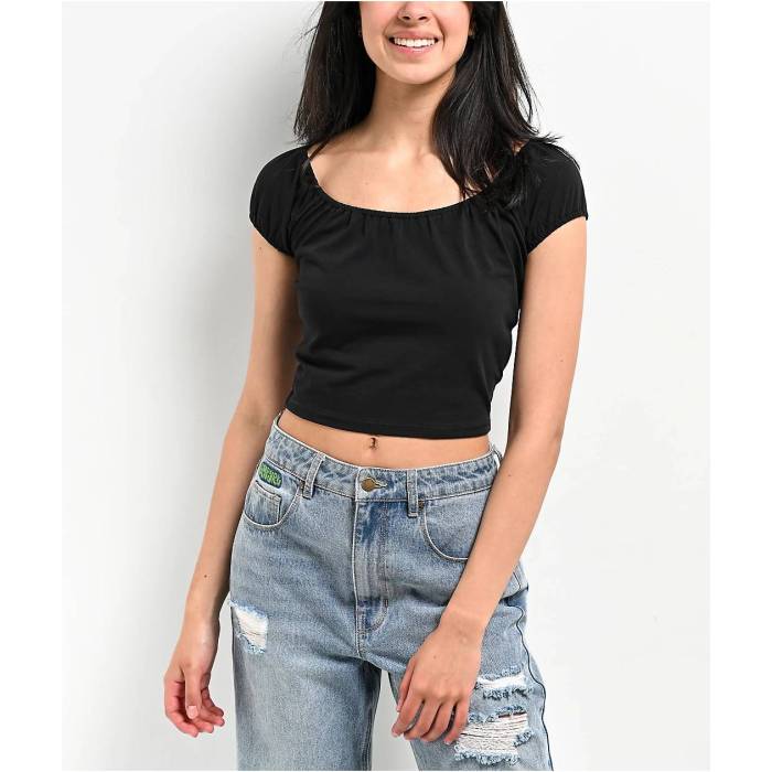 【★百貨店SALE★6/11夜夜中2時迄】Zine 【 Ruby Black Shirred Crop Top Women\u0027s Black 】 黒いこと 黒いこと Crop クロップ レディース 黒いこと 黒いこと