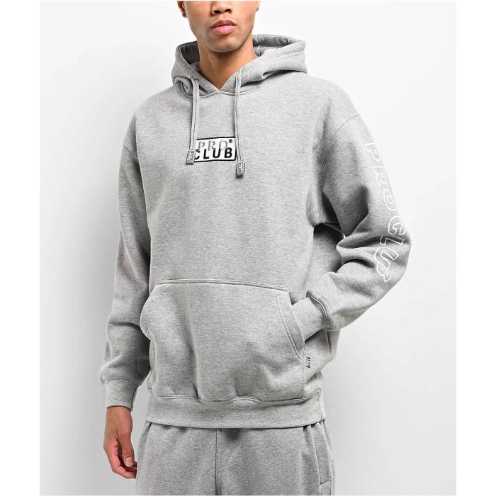 【★百貨店SALE★6/11十二時2時迄】Pro Club 【 Embroidered Logo Grey Hoodie Men\u0027s Grey 】 ロゴタイプ 薄墨色 薄墨色 フーディー パーカー メンズ 薄墨色 薄墨色