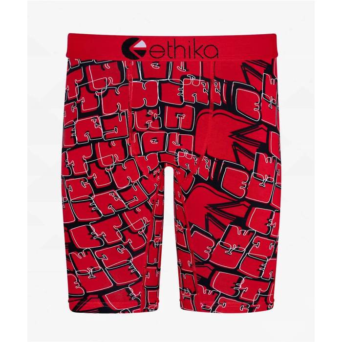 エシカ Ethika 【 Kids Offset Scribble Boxer Briefs Kids\u0027 Red 】 Red 赤・赤いこと