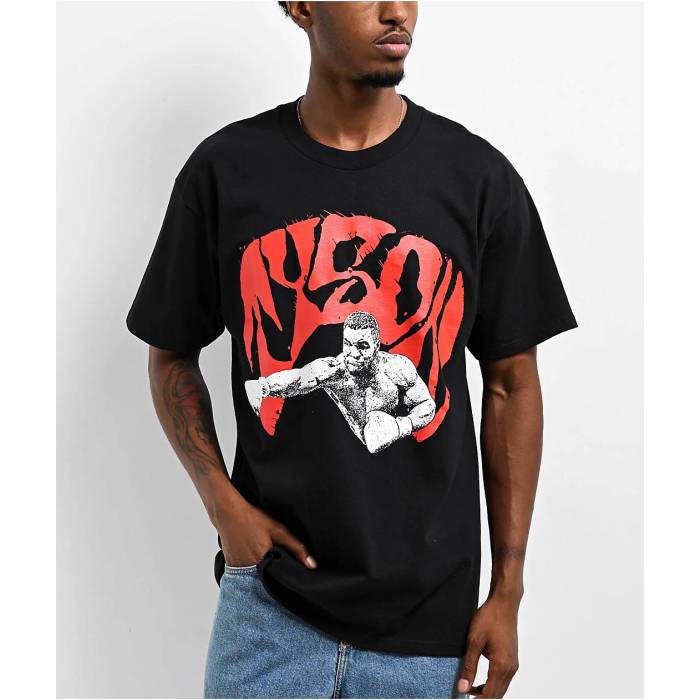 Mike Tyson Collection 【 Mike Tyson Metal Logo Cross Black T-Shirt Men\u0027s Black 】 金属元素 ロゴタイプ 黒いこと 黒いこと プルオーバー メンズ 黒いこと 黒いこと