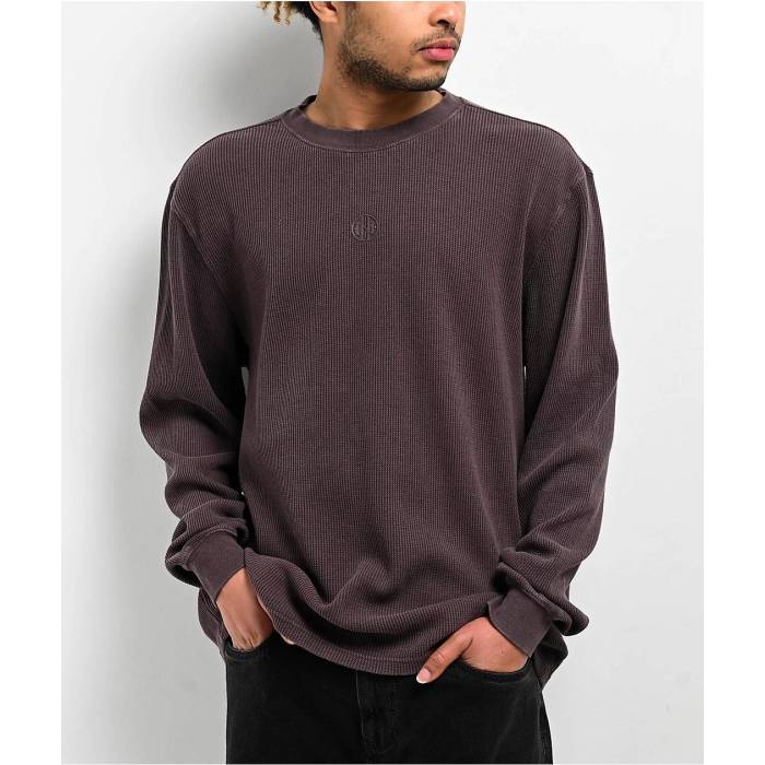 Ninth Hall Fundamentals 【 Java Boxy Thermal Long Sleeve T-Shirt Men's Brown 】 Sleeve スリーブ Tシャツ メンズ 茶色 ブラウン｜スニケス